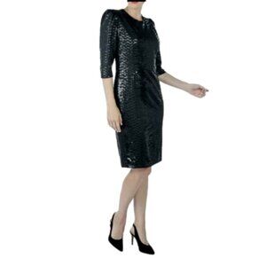 NEW Guillaume Black Luxe Sequin Dress with Puff Shoulder Size Small (bin 1Z)